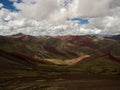 Panorama landscape at Cordillera de Arcoiris colorful Palccoyo rainbow mountain Palcoyo Cuzco Peru andes South America