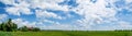 Panorama Landscape. Countryside homes and lush green fields rice Royalty Free Stock Photo