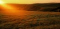 Panorama landscape countryside valley view at colorful beautiful sunset evening light. Royalty Free Stock Photo