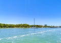 Panorama landscape Holbox boats port harbor Muelle de Holbox Mexico Royalty Free Stock Photo