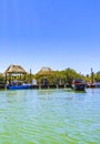 Panorama landscape Holbox boats port harbor Muelle de Holbox Mexico Royalty Free Stock Photo