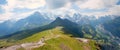 Panorama landscape Mannlichen mountain with view to famous swiss alps and lauterbrunnen valley Royalty Free Stock Photo