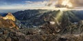 Panorama landscape of mountain at sunset, Slovakia Royalty Free Stock Photo