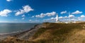 Panorama landscape of the Nash Point Lighthouse and Monknash Coast in South Wales Royalty Free Stock Photo