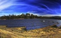 Panorama landscape with photovoltaic solar panel farm Royalty Free Stock Photo