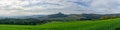 Panorama landscape with rolling hills and small mountains in southern Germany Royalty Free Stock Photo