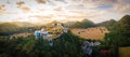 Panorama Landscape of Temple on the mountain at Simalai Songtham Temple in Khao Yai, Pak Chong, Nakhon Ratchasima, Thailand