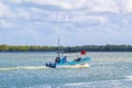 Panorama landscape view Holbox island with boat and nature Mexico Royalty Free Stock Photo