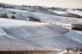 Panorama of Langhe region in Northern Italy on winter