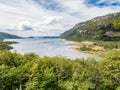 Panorama of Lapataia Bay in Tierra del Fuego National Park, Patagonia, Argentina Royalty Free Stock Photo