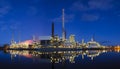 Oil Refinery Panorama At Night Royalty Free Stock Photo