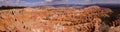 Panorama, late afternoon light colors the sandstone pinnacles