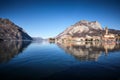Panorama of Lecco reflected on the lake Royalty Free Stock Photo