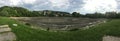 Panorama of the let-out pond with stormy clouds Royalty Free Stock Photo