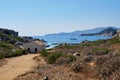 Panorama of the lighthouse in the cabbage islands isola dei cavoli - with sails boat - Cagliari Sardinia