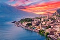 Panorama of Limone sul Garda, lake Garda, Italy Royalty Free Stock Photo