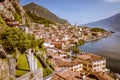 Panorama of Limone sul Garda, lake Garda, Italy. Royalty Free Stock Photo