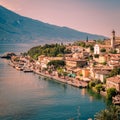 Panorama of Limone sul Garda, lake Garda, Italy. Royalty Free Stock Photo