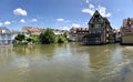 Panorama from the Linker regnitzarm river in Bamberg Royalty Free Stock Photo