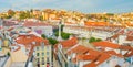 Panorama of Lisbon downtown at sunset Royalty Free Stock Photo