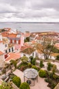 Panorama Lisbon: view from the old castle on houses and river Ta Royalty Free Stock Photo