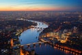 Panorama of London at sunset, United Kingdom. View from the Shard, Panoramic view on London and Thames at twilight, from Tower Royalty Free Stock Photo