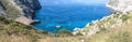 Panorama, lonely bay with sailing ship Royalty Free Stock Photo
