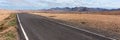 Panorama. Lonely Road in the mountains of Fuerteventura. Canary Islands