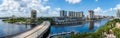 Panorama looking across Garrison Channel to Harbour Island, with Beneficial Drive on left and the Tampa Riverwalk on right Royalty Free Stock Photo