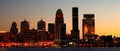 Panorama of Louisville night skyline across the Ohio River Royalty Free Stock Photo