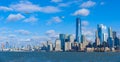 Panorama of Lower Manhattan New York City skyline from Hudson River, New York City, USA Royalty Free Stock Photo