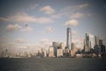 Panorama of Lower Manhattan New York City skyline from Hudson River, New York City, USA Royalty Free Stock Photo