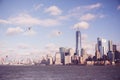 Panorama of Lower Manhattan New York City skyline from Hudson River, New York City, USA Royalty Free Stock Photo