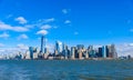 Panorama of Lower Manhattan New York City skyline from Hudson River, New York City, USA Royalty Free Stock Photo