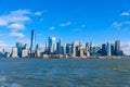 Panorama of Lower Manhattan New York City skyline from Hudson River, New York City, USA Royalty Free Stock Photo