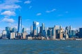 Panorama of Lower Manhattan New York City skyline from Hudson River, New York City, USA Royalty Free Stock Photo