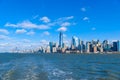 Panorama of Lower Manhattan New York City skyline from Hudson River, New York City, USA Royalty Free Stock Photo