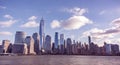 Panorama of Lower Manhattan New York City skyline from Hudson River, New York City, USA Royalty Free Stock Photo