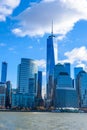 Panorama of Lower Manhattan New York City skyline from Hudson River, New York City, USA Royalty Free Stock Photo