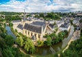 Panorama of Luxemburg Balcony of Europe, Neumunster Abbey. Luxembourg. Luxembourg Royalty Free Stock Photo