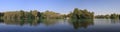 Panorama of the Lyon City gardens and lake Royalty Free Stock Photo