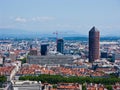 Lyon panorama elevated view on sunny day