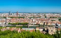 Panorama of Lyon with the Saint John Cathedral, France Royalty Free Stock Photo