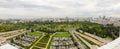 Panorama made from multiple images with Bucharest as seen from the Palace of Parliament, the Izvor Park side