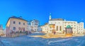 Panorama of main courtyard of Hohensalzburg Castle, Salzburg, Austria Royalty Free Stock Photo