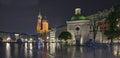 Panorama of Main Market Square at night, Poland, Krakow Royalty Free Stock Photo