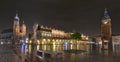 Panorama of Main Market Square at night, Poland, Krakow Royalty Free Stock Photo