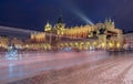 Panorama of Main Market Square at night, Poland, Krakow Royalty Free Stock Photo