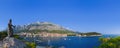 Panorama of Makarska and statue of St. Peter at Croatia Royalty Free Stock Photo