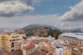 Panorama of Malaga city center and seaport from the roof of La Manquita Cathedral, Malaga, Spain Royalty Free Stock Photo